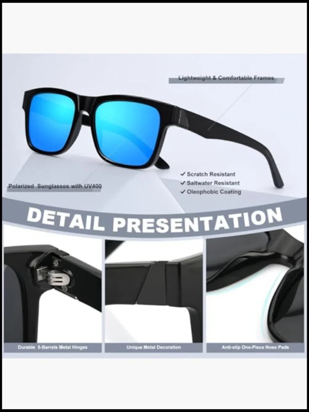 Large XXL 158mm Polarized Sunglasses, Scratch Resistant Oleophobic Coating